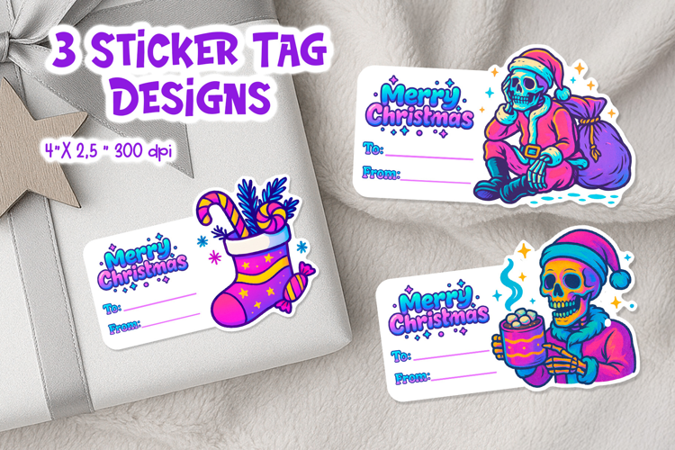 Iridescent Christmas Tag Printable | Neon Holiday Gift Label