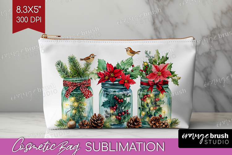 Christmas Jars Xmas Cosmetic Bag Christmas Makeup Bag PNG