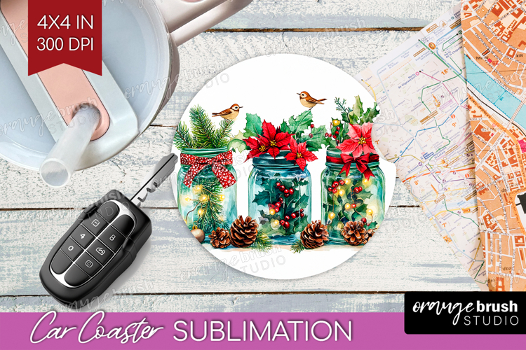 Christmas Jars Xmas Car Coaster Christmas Coaster PNG