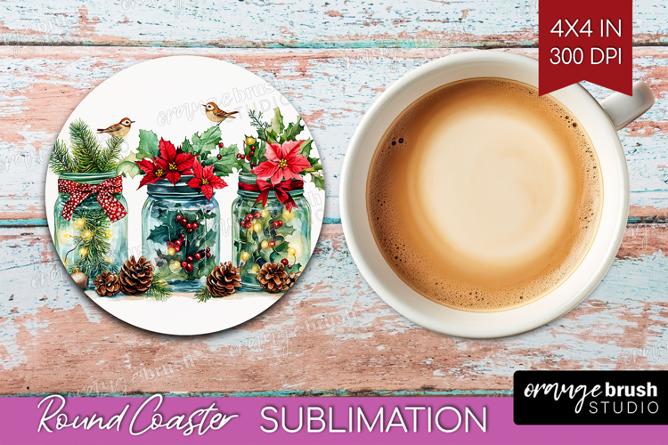 Christmas Jars Xmas Round Coaster Christmas Coaster PNG
