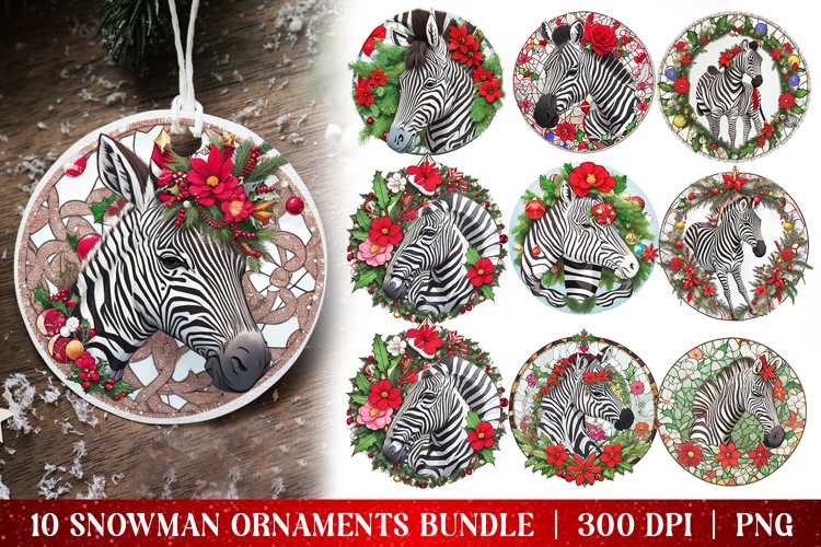 Christmas Round Ornaments Sublimation Bundle PNG example image 1