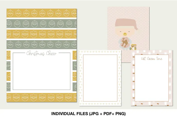 Christmas Journaling Cards 3x4 Printable Scrapbook Design