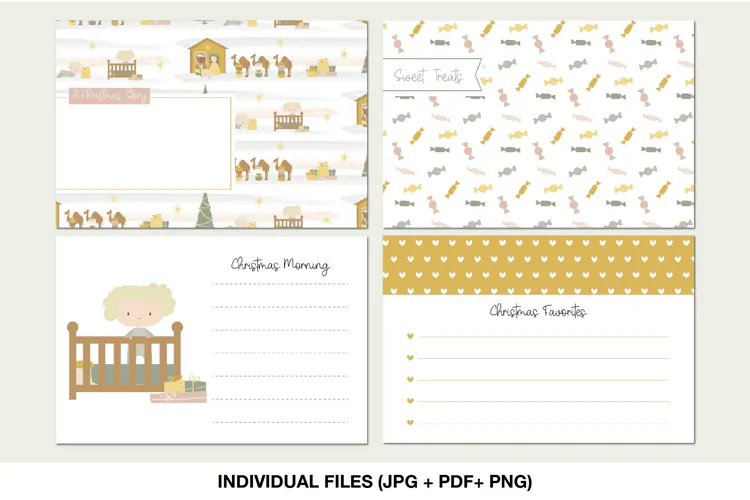 Christmas Journaling Cards 6x4 Printable Scrapbook Designs