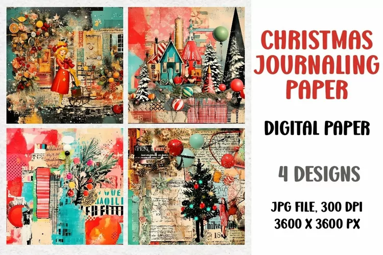 Christmas Junk Journal, Digital Paper