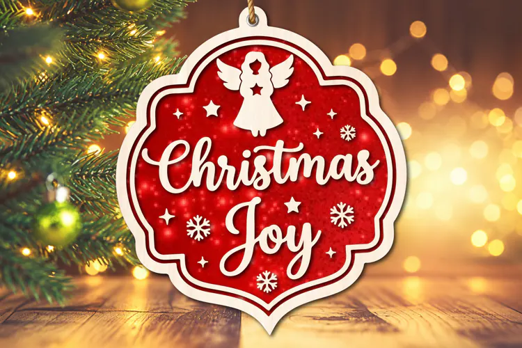 Christmas Joy Angel Ornament SVG