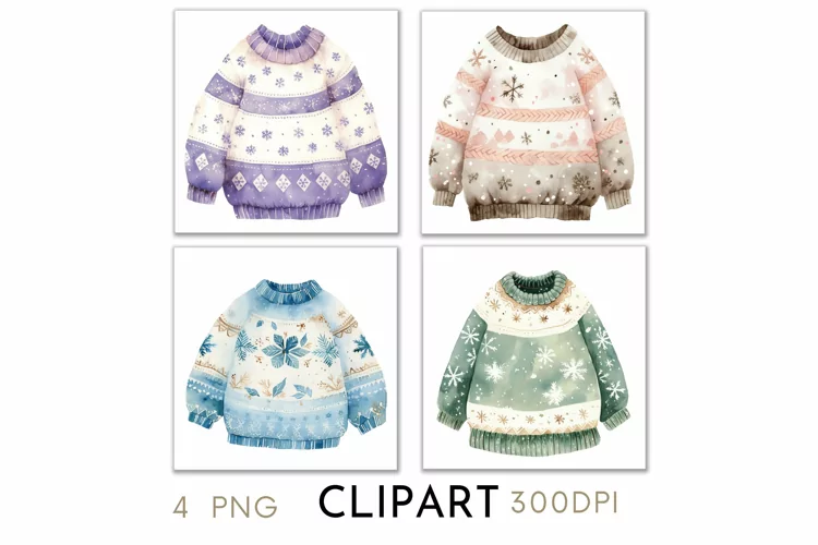 Christmas Jumpers Illustrations Watercolor PNG