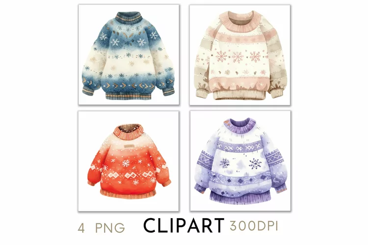 Christmas Jumpers Illustrations Watercolor PNG