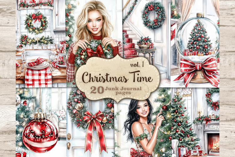 Christmas Junk Journal Kit | Holly Jolly Xmas Winter Paper