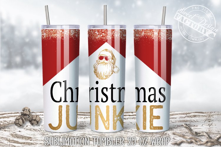 Christmas junkie Tumbler PNG, Christmas lover tumbler example image 1