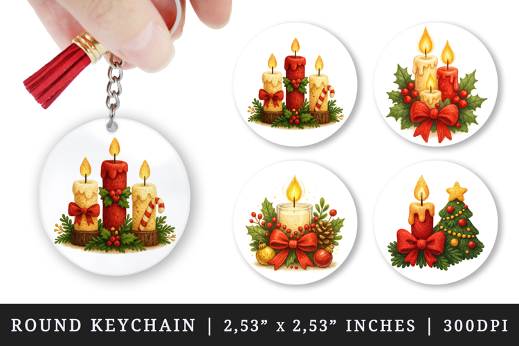 Christmas round keychain pintable sublimation design png