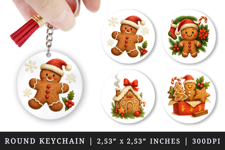 Christmas round keychain pintable sublimation design png