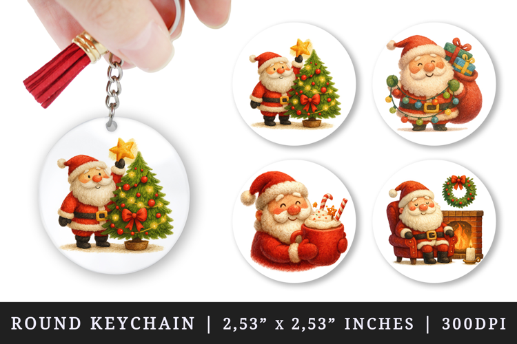 Christmas round keychain pintable sublimation design png