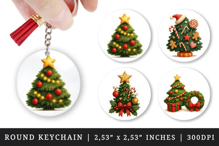 Christmas round keychain pintable sublimation design png