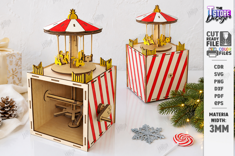 Christmas Kinetic Toy Laser Cut | 3D Wooden Carousel | CNC