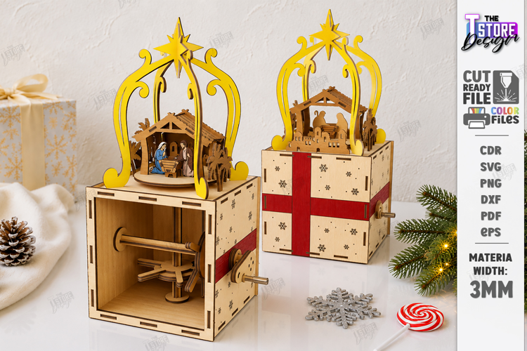 Christmas Kinetic Toy Laser Cut | 3D Nativity Scene | CNC