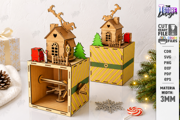 Christmas Kinetic Toy Laser Cut | 3D Santa Sleigh Laser |CNC