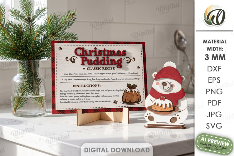 Christmas Kitchen Polar Bear with Treat Stand Laser Cut