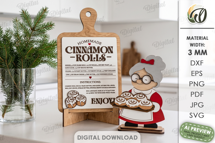 Christmas Kitchen Mrs. Claus with Treat Stand Laser Cut
