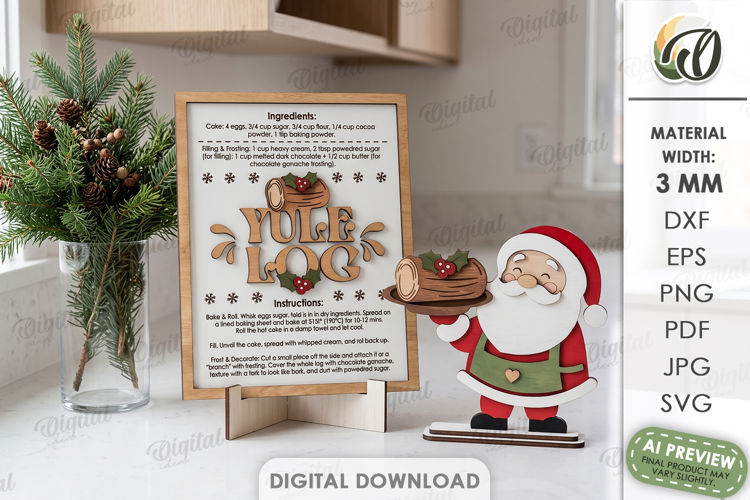 Christmas Kitchen Santa Claus with Treat Stand Laser Cut