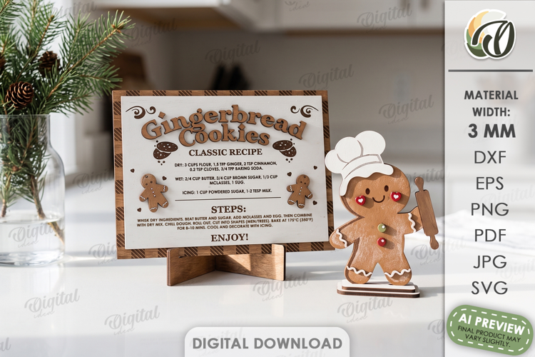 Christmas Kitchen Gingerbread with Treat Stand Laser Cut