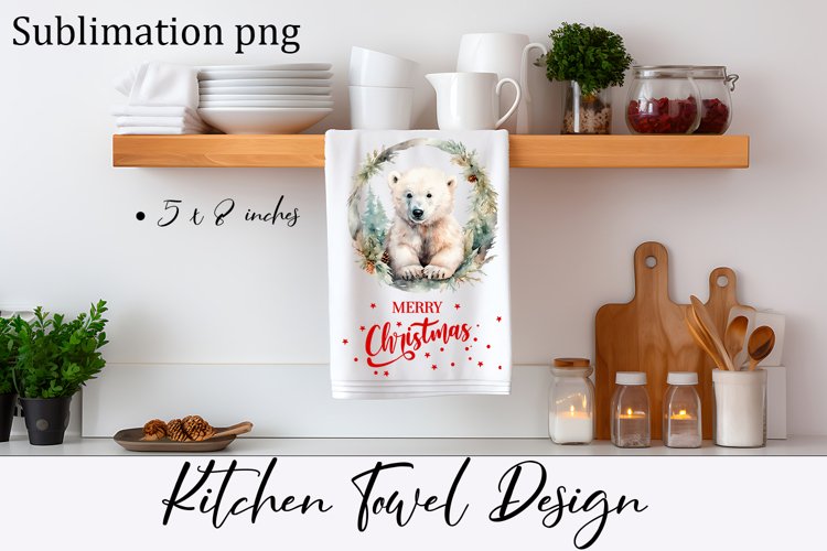 Cozy christmas Bear Sublimation Design for Kitchen Towel