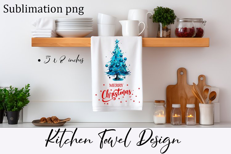 Cozy christmas tree Sublimation Design for Kitchen Towel