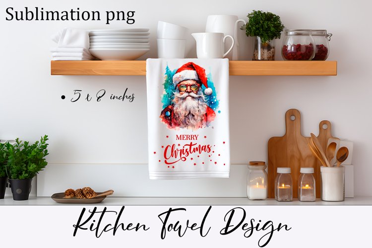 Christmas Kitchen Towel Sublimation Design | Santa Claus