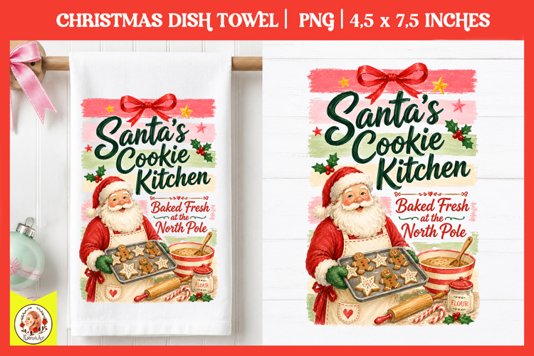 Christmas kitchen towel PNG |Preppy Retro Baking Sublimation