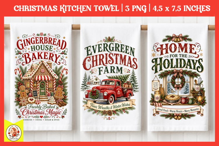 Christmas kitchen towel|Vintage holiday Gingerbread House
