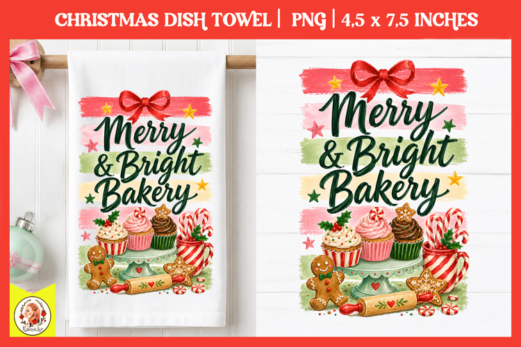 Christmas kitchen towel PNG |Preppy Retro Baking Sublimation