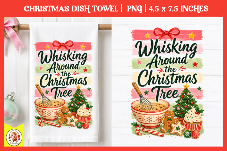 Christmas kitchen towel PNG |Preppy Retro Baking Sublimation