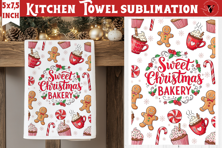 Christmas kitchen towel sublimation | Holiday baking print