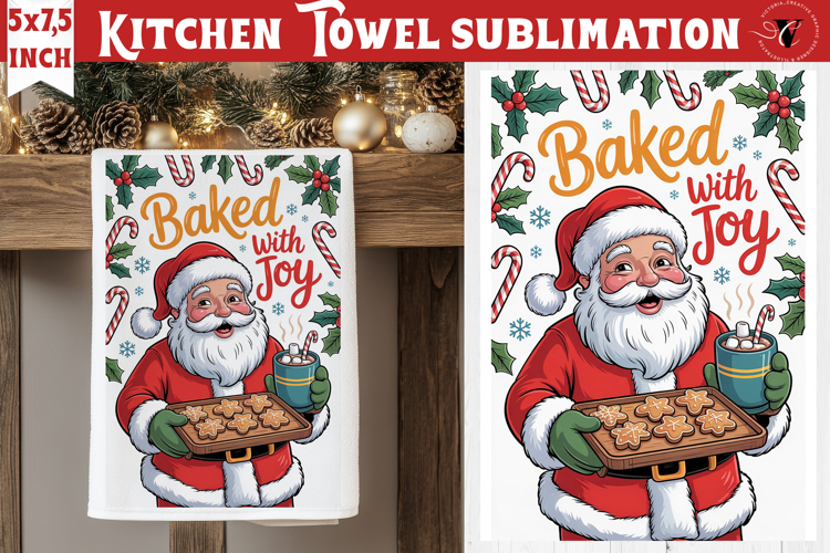 Christmas kitchen towel sublimation | Holiday baking print