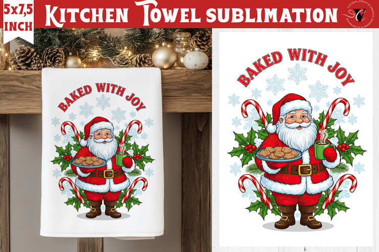 Christmas kitchen towel sublimation | Holiday baking print