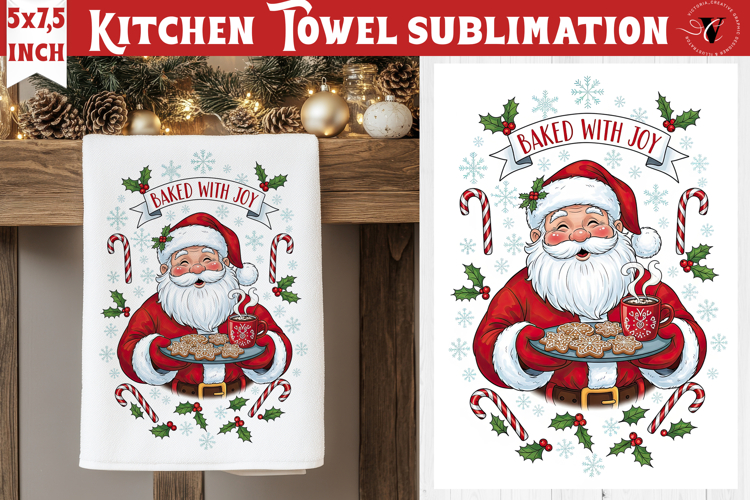 Christmas kitchen towel sublimation | Holiday baking print