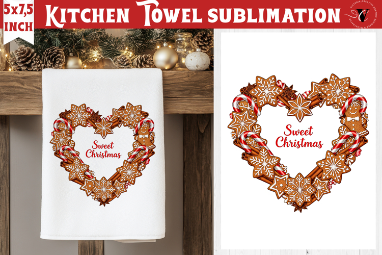 Christmas kitchen towel sublimation | Holiday baking print