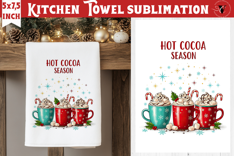 Christmas kitchen towel sublimation | Holiday baking print