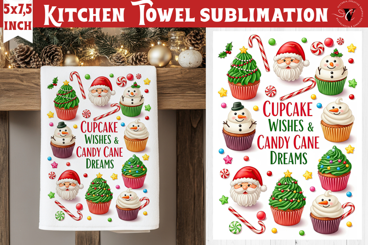 Christmas kitchen towel sublimation | Holiday baking print