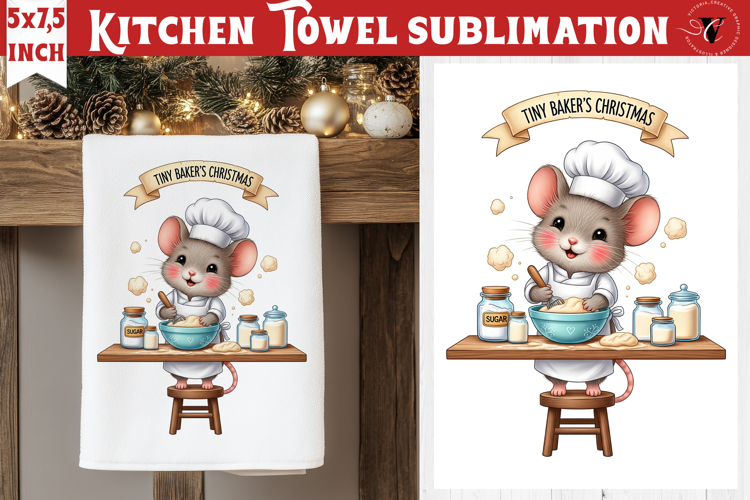 Christmas kitchen towel sublimation | Holiday baking print