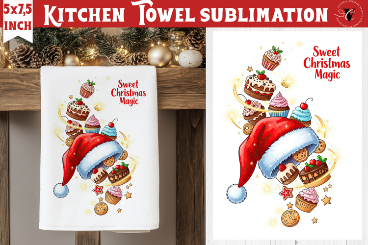 Christmas kitchen towel sublimation | Holiday baking print
