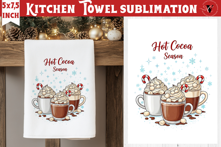 Christmas kitchen towel sublimation | Holiday baking print