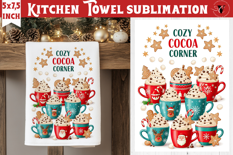Christmas kitchen towel sublimation | Holiday baking print