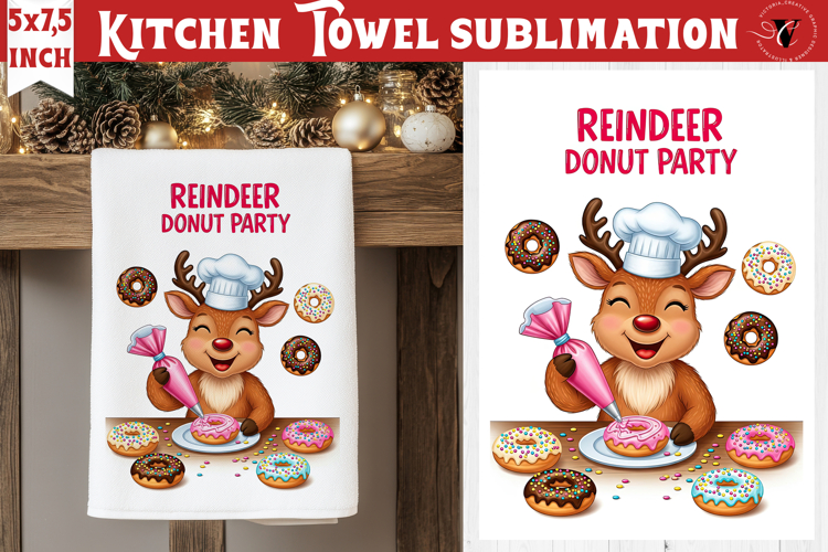 Christmas kitchen towel sublimation | Holiday baking print