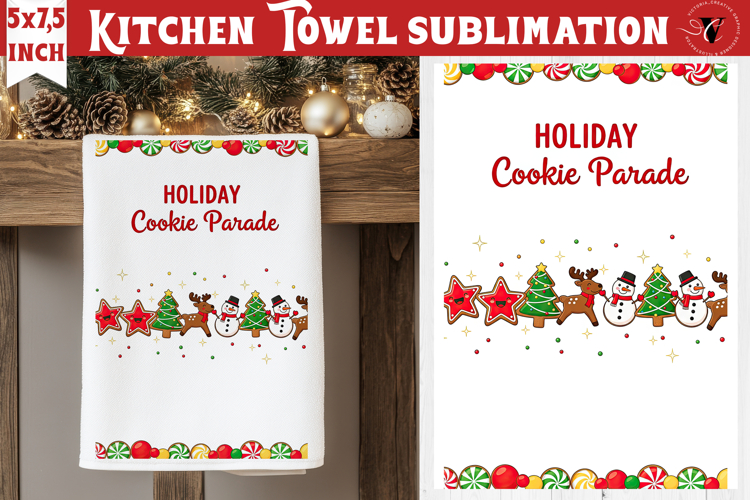 Christmas kitchen towel sublimation | Holiday baking print