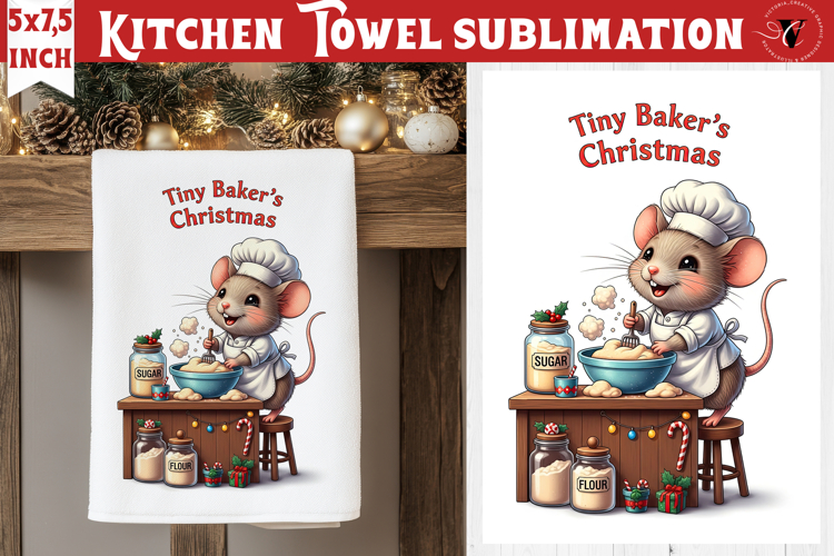 Christmas kitchen towel sublimation | Holiday baking print