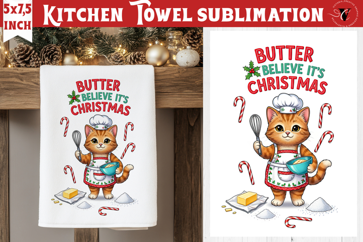 Christmas kitchen towel sublimation | Holiday baking print
