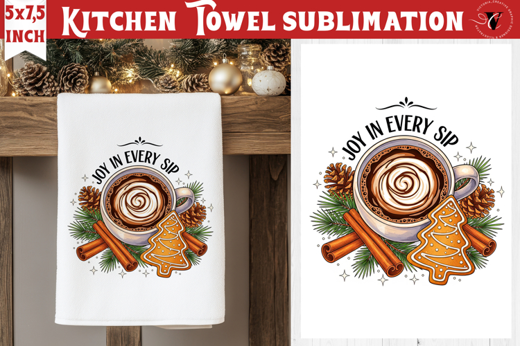 Christmas kitchen towel sublimation | Holiday baking print