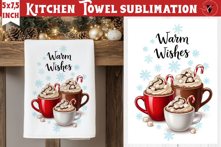 Christmas kitchen towel sublimation | Holiday baking print
