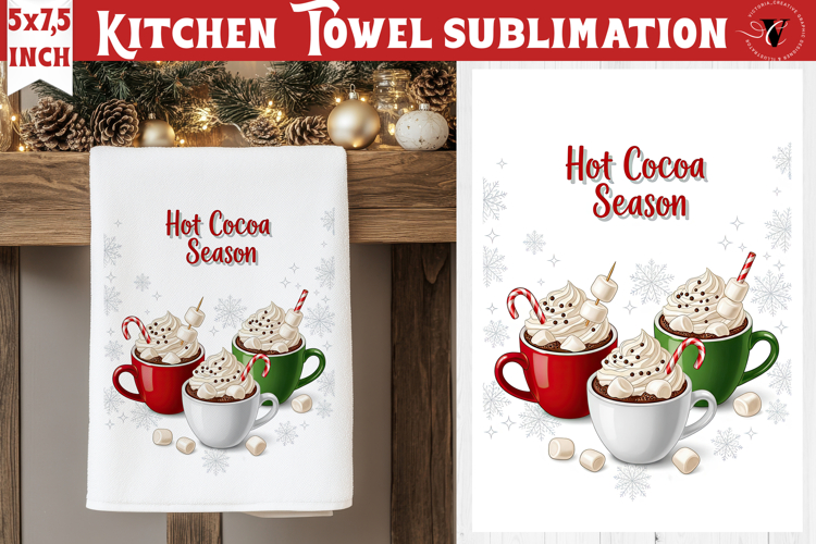 Christmas kitchen towel sublimation | Holiday baking print