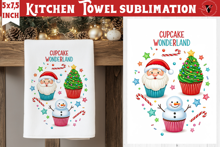 Christmas kitchen towel sublimation | Holiday baking print